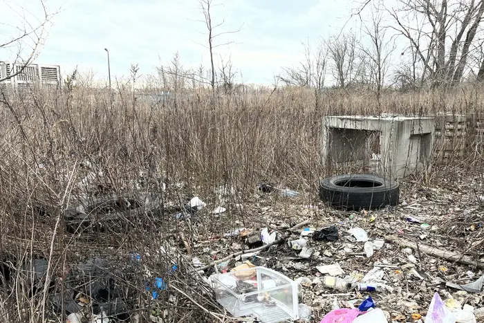 A field full of illegally dumped trash near Brookville Blvd. and 248th St. in southeast Queens.